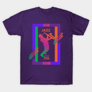 JAZZ MUSIC Festival Sax Lover Musician Saxophone player shirt futuristic design Contemporary Art Color Futuristic Shirt design Birthday party gifts T-Shirt